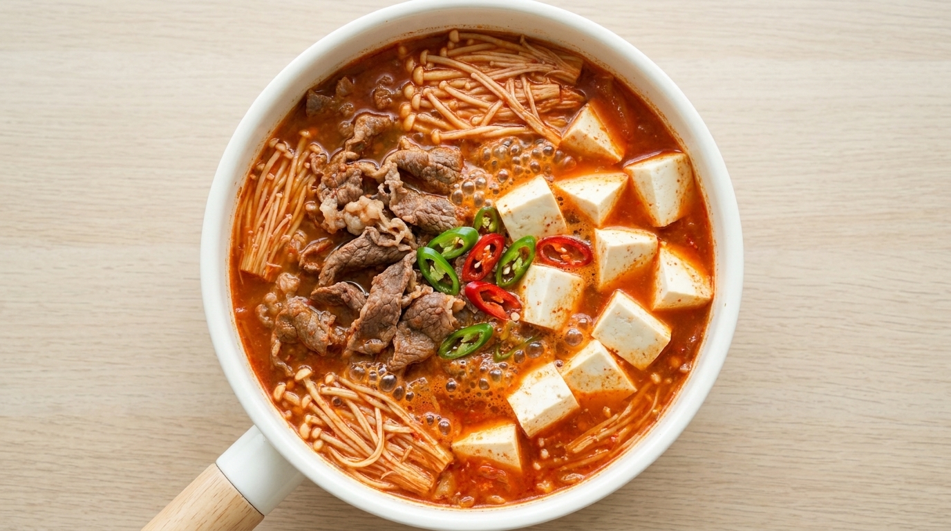 Ragoût de Kimchi épicé au Bœuf et Tofu Soyeux