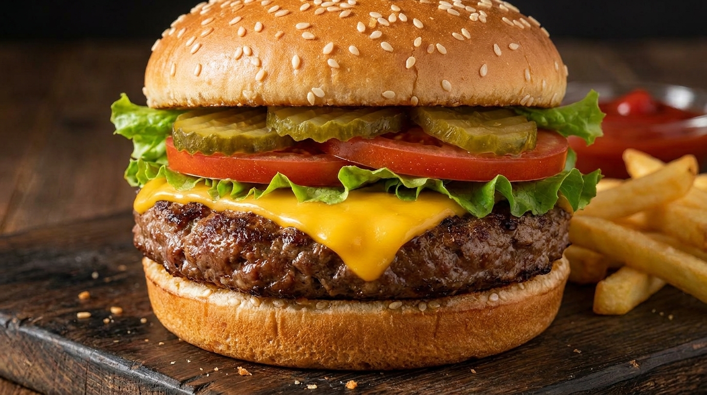 Smash Burger Américain Classique au Cheddar Fondu