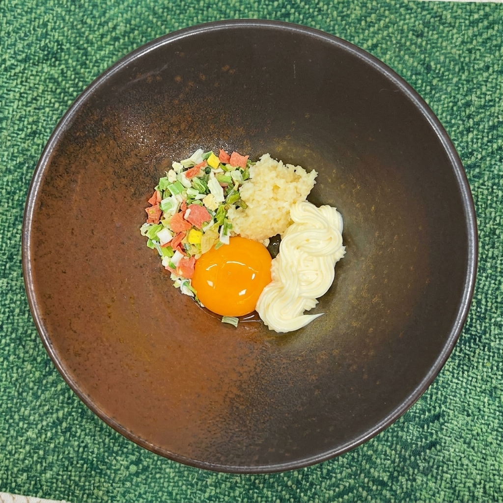 Légumes déshydratés ajoutés dans le bol de préparation.