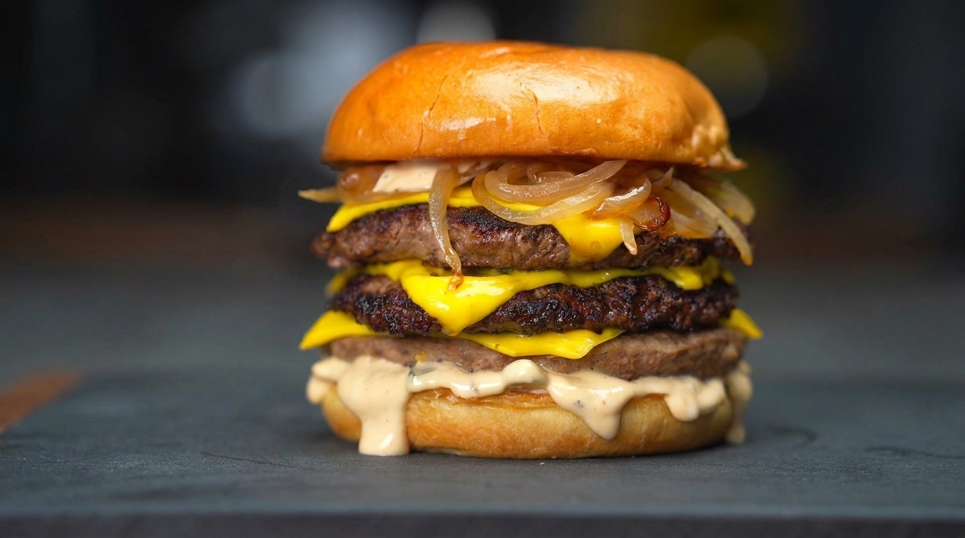 Le Double Cheeseburger Ultime aux Oignons Caramélisés