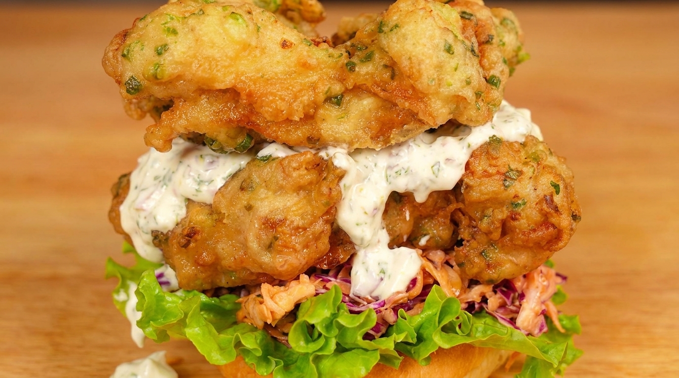L'incroyable Burger au Poulet Frit à la Ciboule et Double Épaisseur