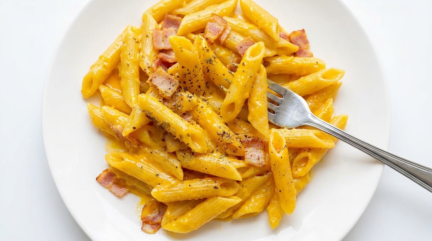 Pennes Crémeuses aux Lardons et Fromage façon Carbonara