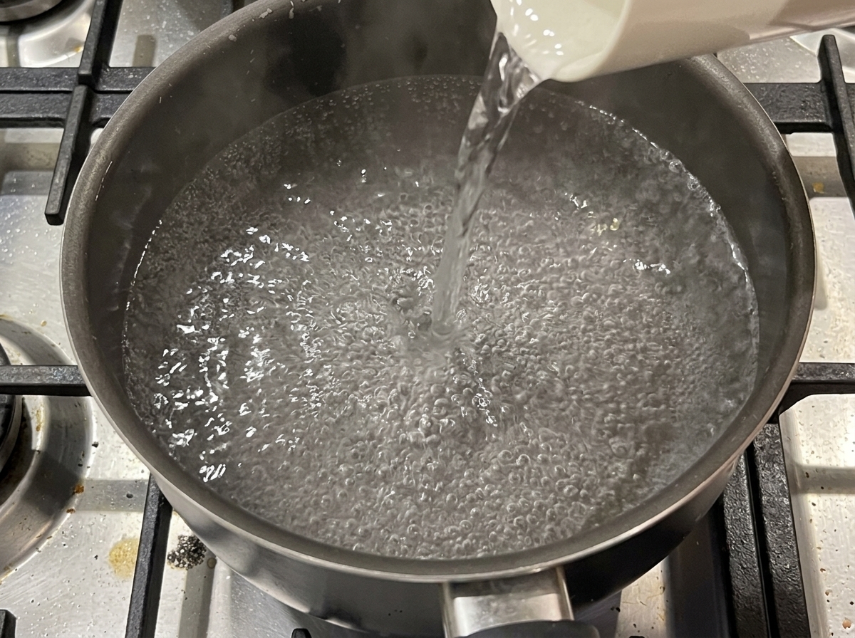 Ail émincé et piments secs grésillant dans la graisse de lard.