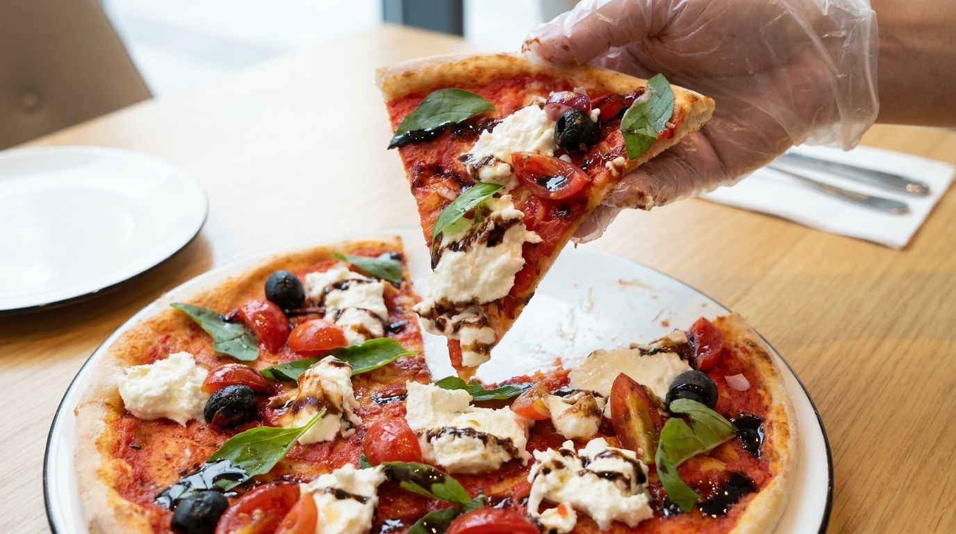Pizza classique à la mozzarella di bufala et crème de balsamique