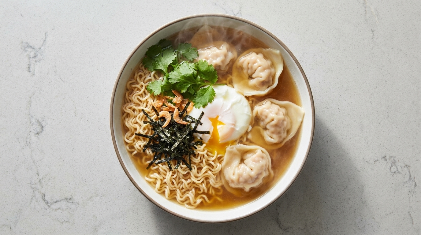 Soupe de nouilles aux wontons express