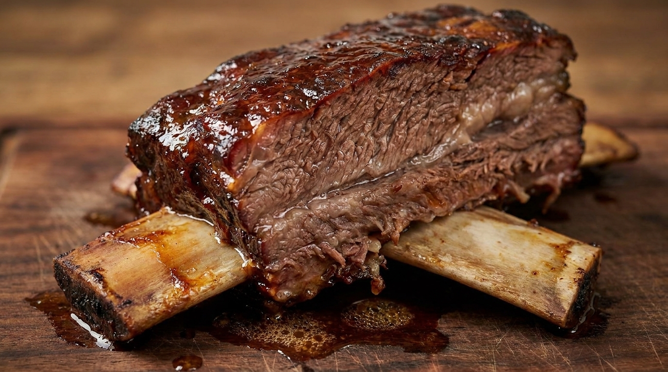 Côtes de Bœuf Rôties Lentement au Four et Glaçage BBQ Maison