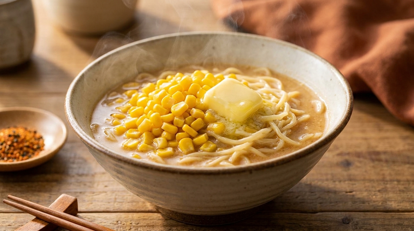 Ramen Rapide au Miso, Beurre et Maïs