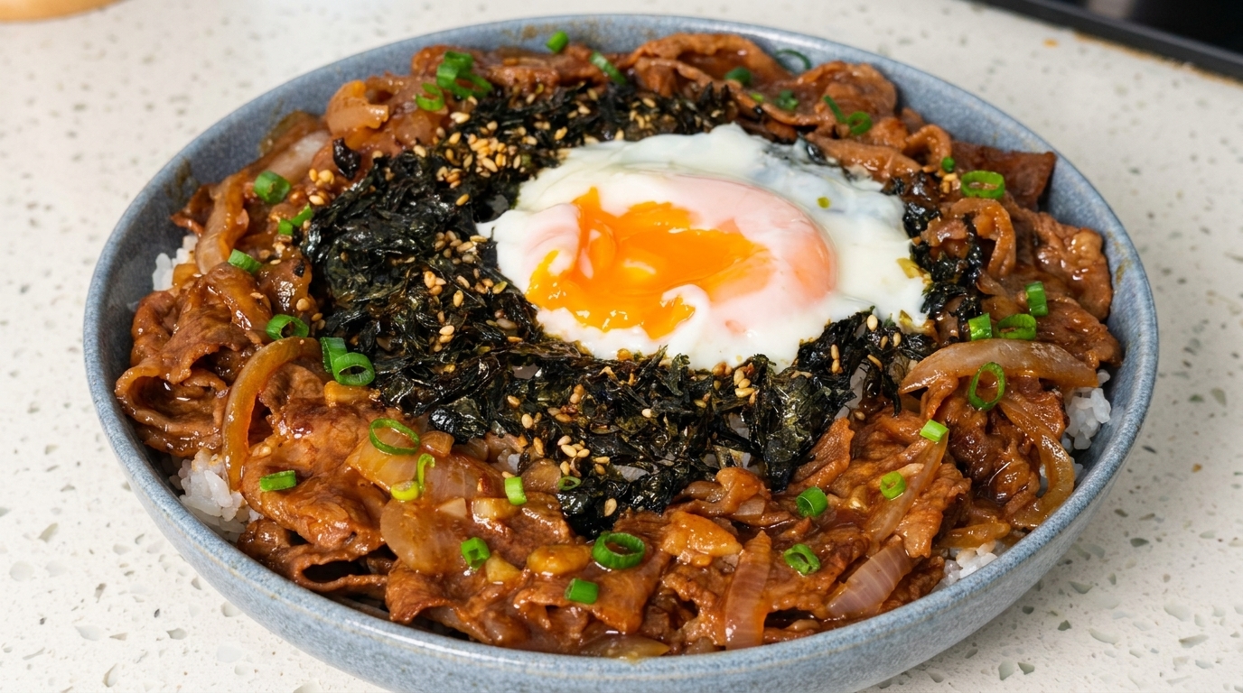 Gyudon : Bol de bœuf japonais et son œuf onsen