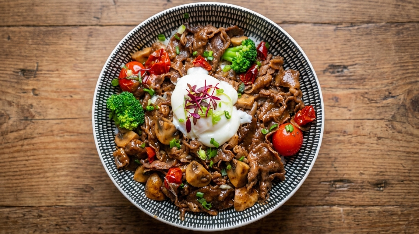 Bol de Riz au Bœuf Snowflake et Œuf Mollet