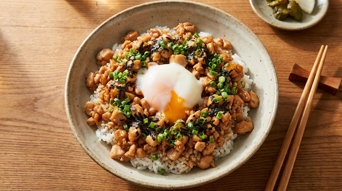 Bol de riz au poulet haché façon japonaise