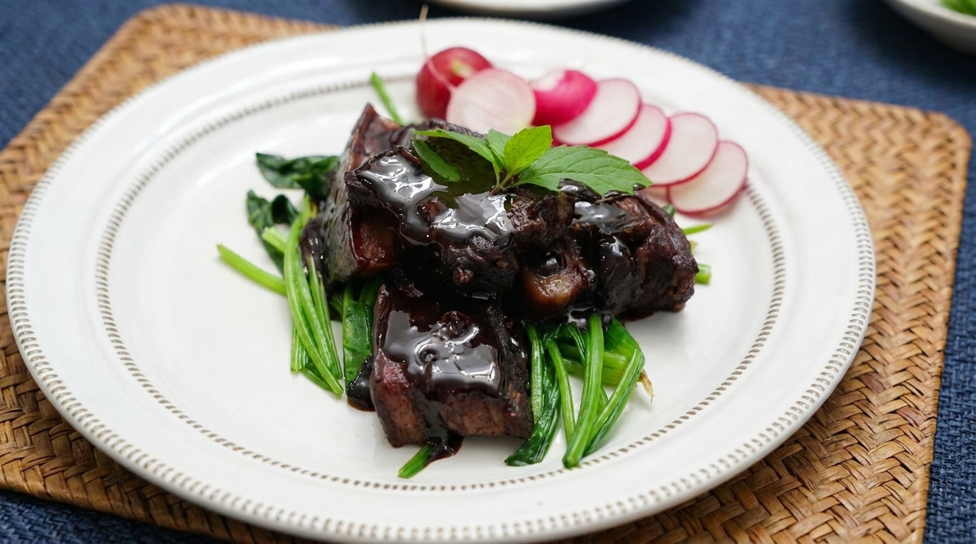 Poitrine de Porc Mijotée au Vin Rouge