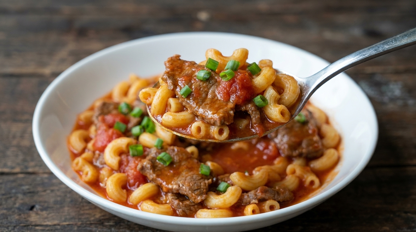 Macaroni au Bœuf et à la Tomate Style Hong Kong