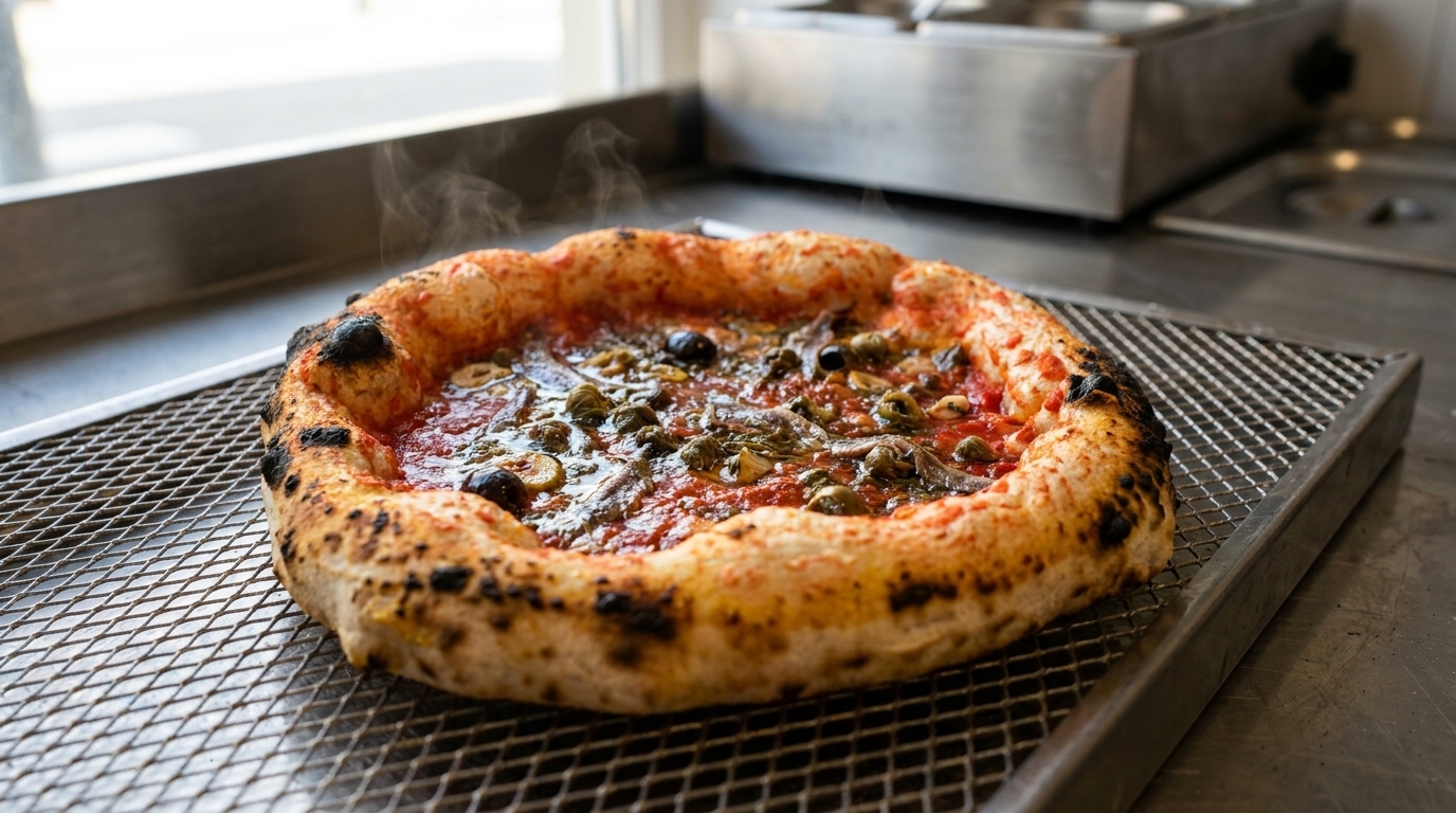 Véritable Pizza Napolitaine aux Anchois et Olives (Pizza Napoli)