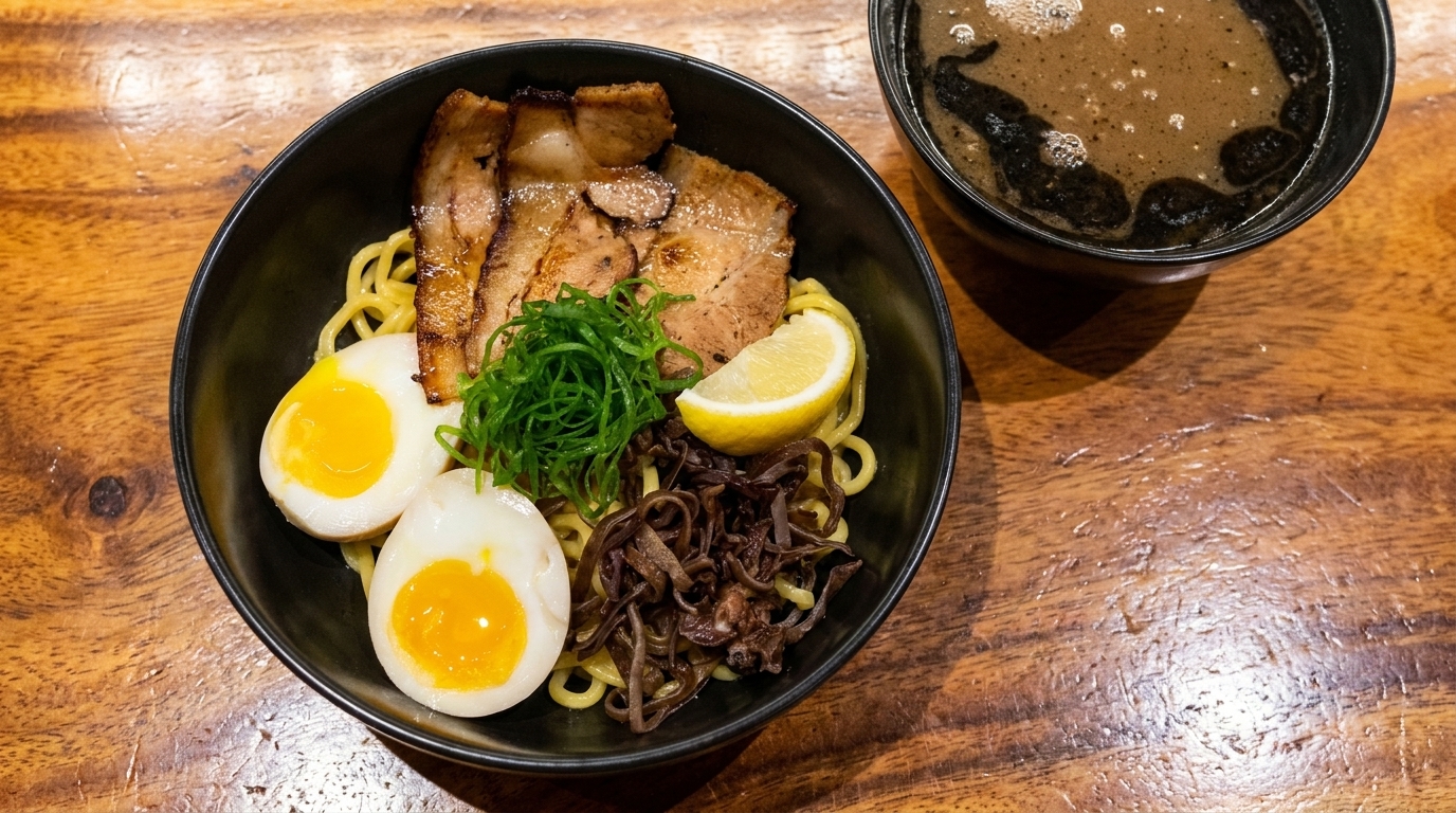 Mazesoba à l'Ail Noir Japonais (Nouilles sans Soupe)
