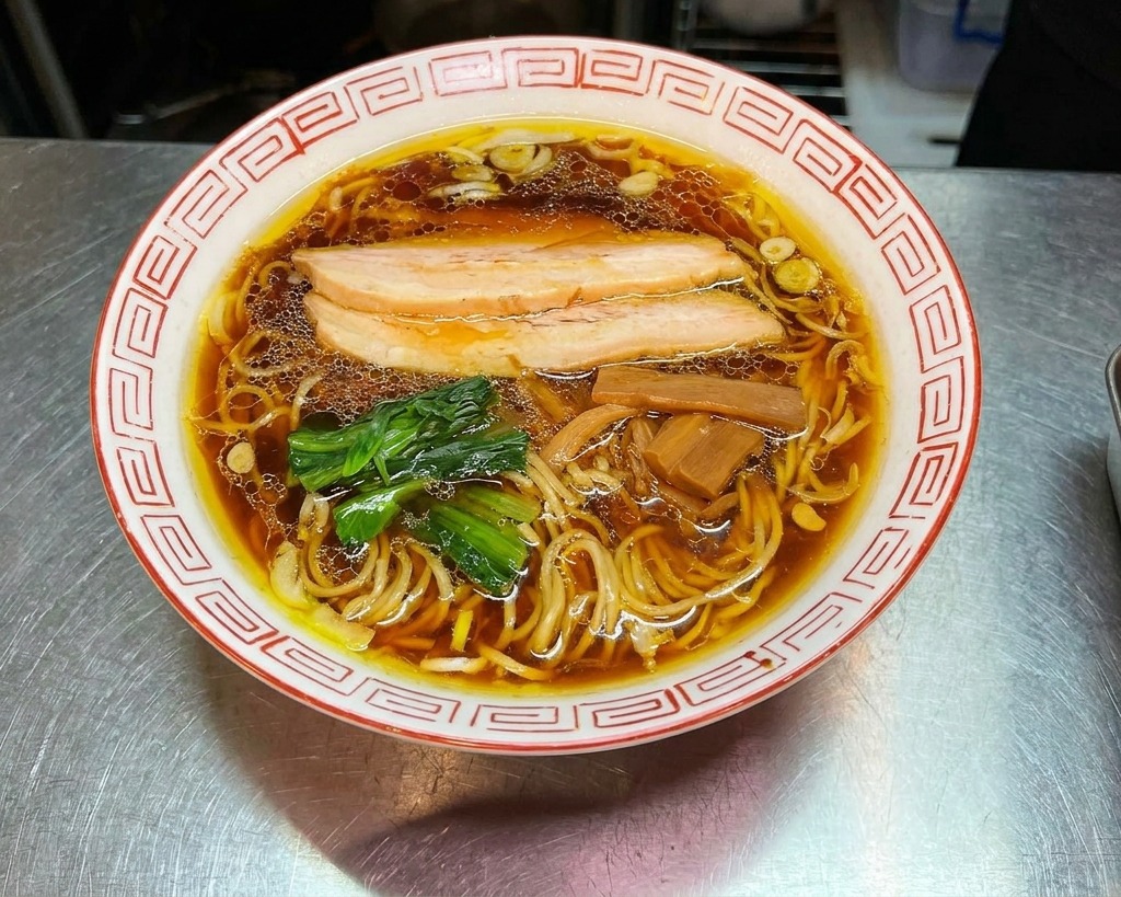 Une main glissant une feuille de nori croustillante sur le côté dun bol de soupe de nouilles fumant.