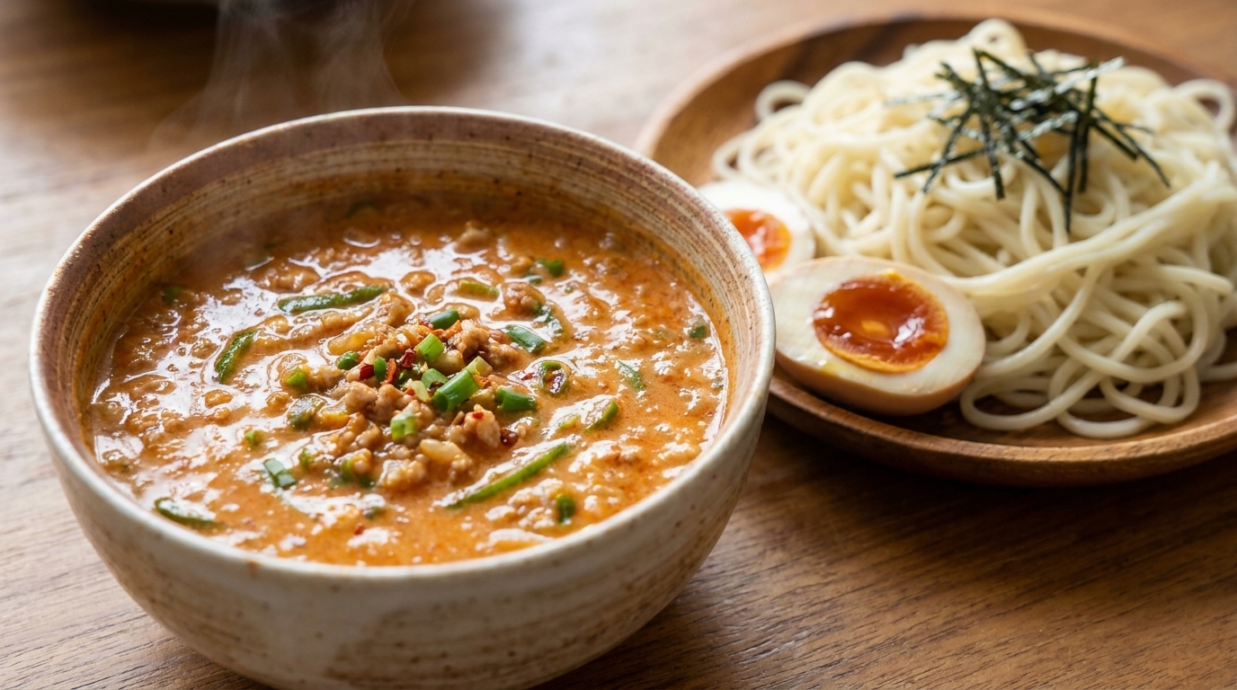 Tsukemen au miso et lait de soja (nouilles japonaises à tremper)