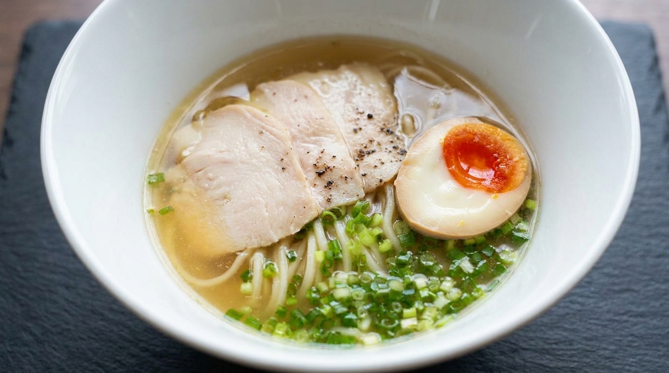 Ramen Shio au Poulet Classique (Bouillon Clair au Sel)