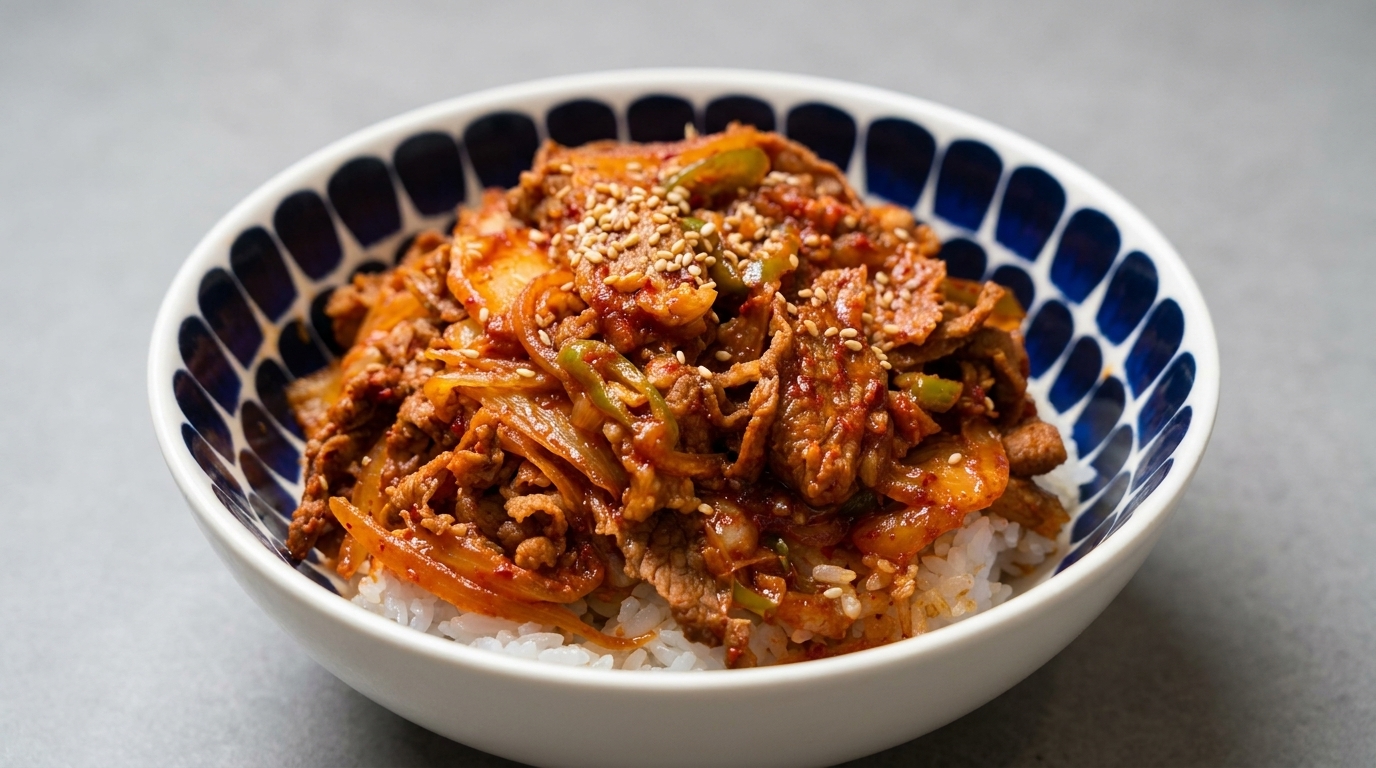 Bol de Bœuf Gras au Kimchi (Bœuf Donburi Coréen)
