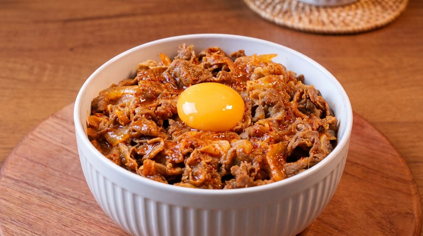 Bol de Riz au Bœuf et Kimchi Facile (Kimchi Gyudon)
