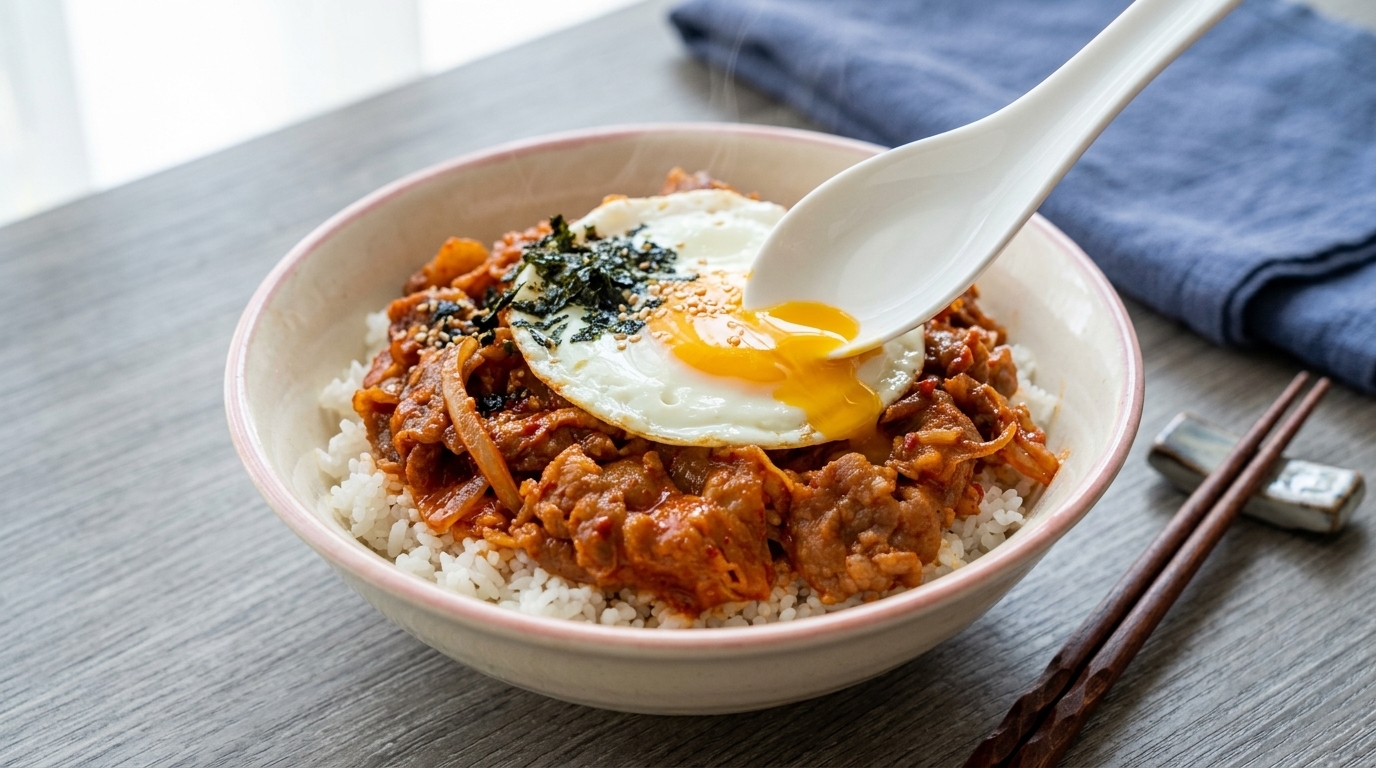 Bœuf au kimchi sur riz express en 10 minutes