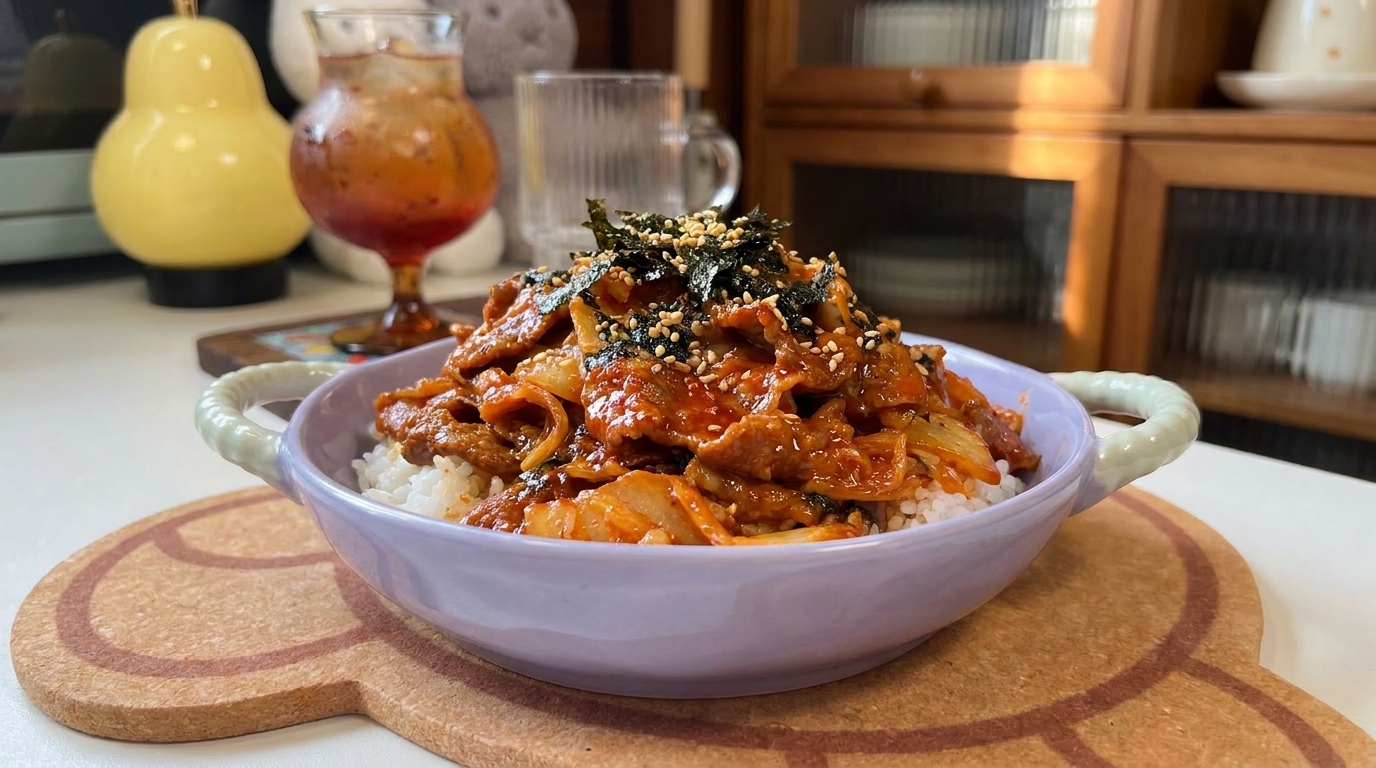 Bol de Riz au Bœuf Gras et Kimchi (Kimchi Deopbap)