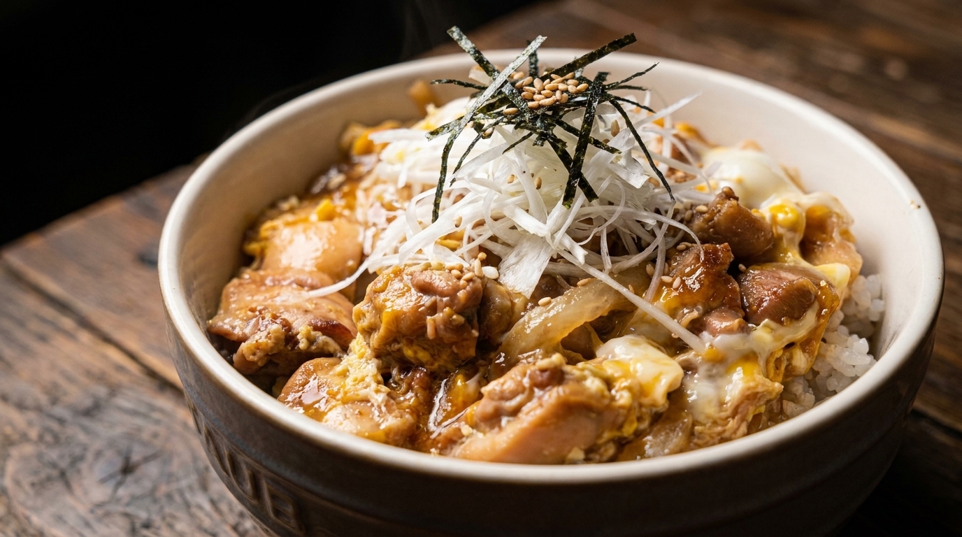 Oyakodon japonais traditionnel (Bol de poulet et d'œuf au riz)
