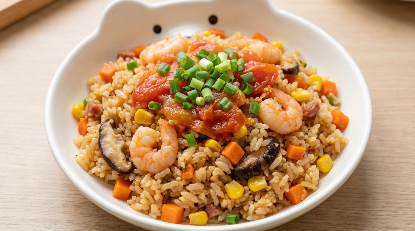 Riz aux crevettes et tomate au cuiseur à riz (One-Pot)