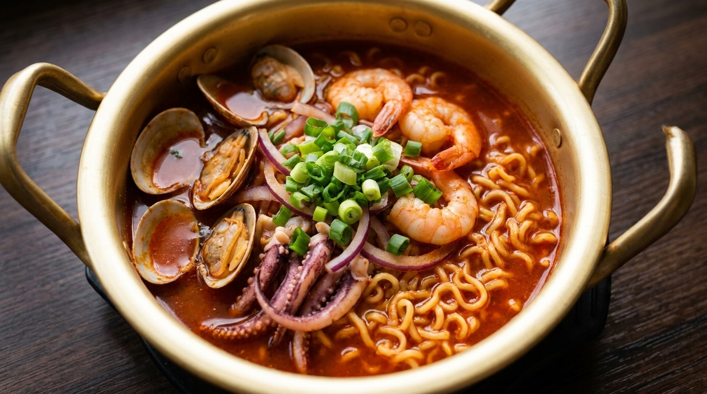 Shin Ramyun aux Fruits de Mer Épicé avec Palourdes et Crevettes