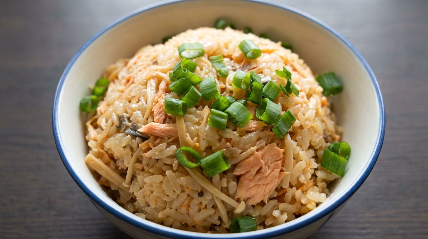 Saumon et champignons enoki à la japonaise (Takikomi Gohan)