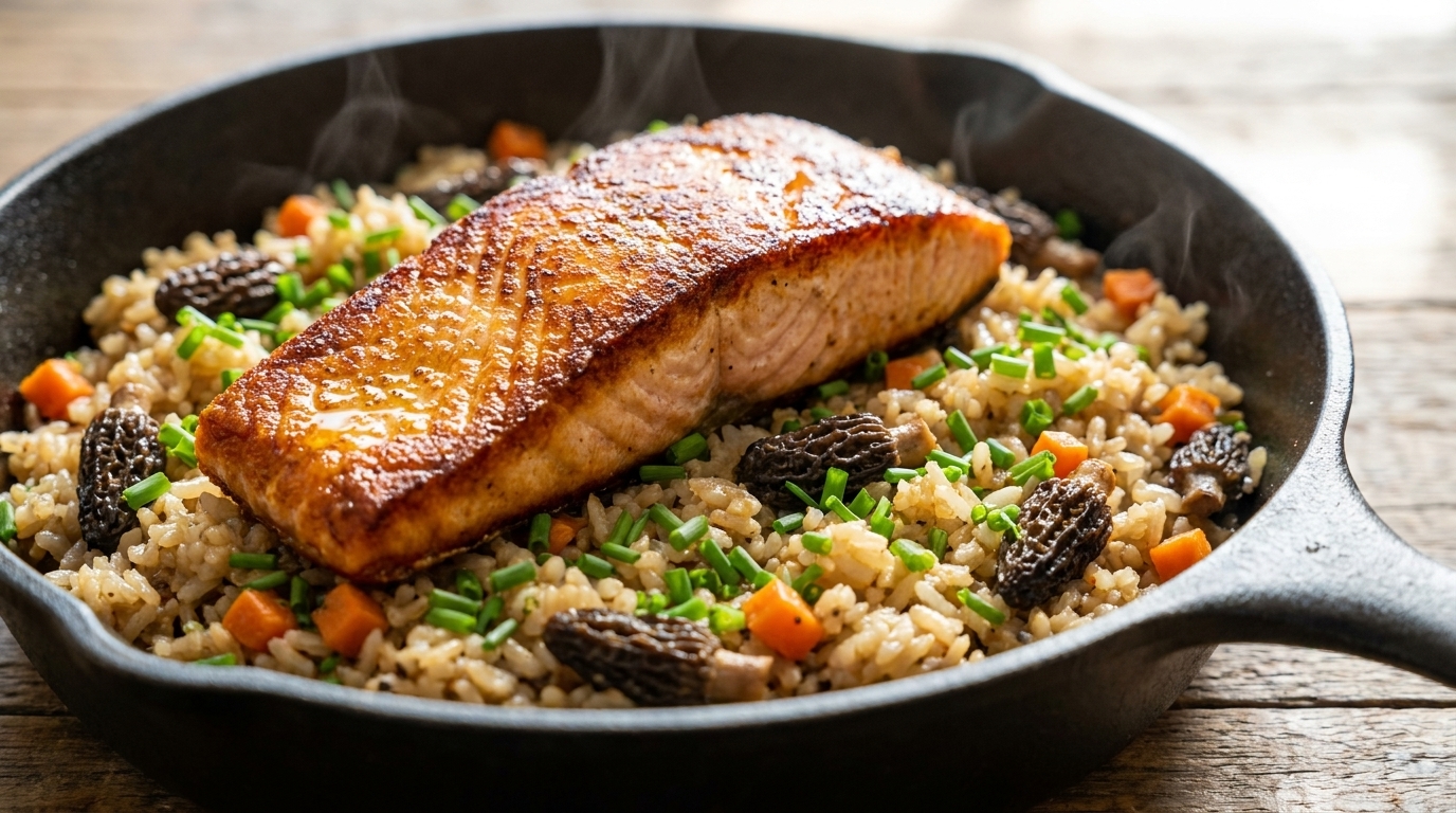 Saumon et Morilles au Cuiseur à Riz : Le Repas Complet en une Seule Cuve