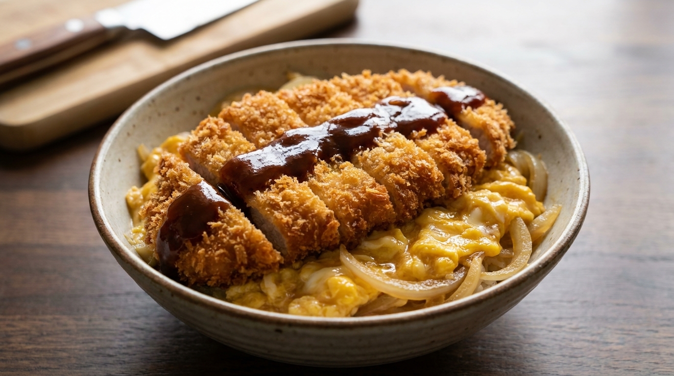 Katsudon croustillant (Porc pané japonais et œufs fondants)