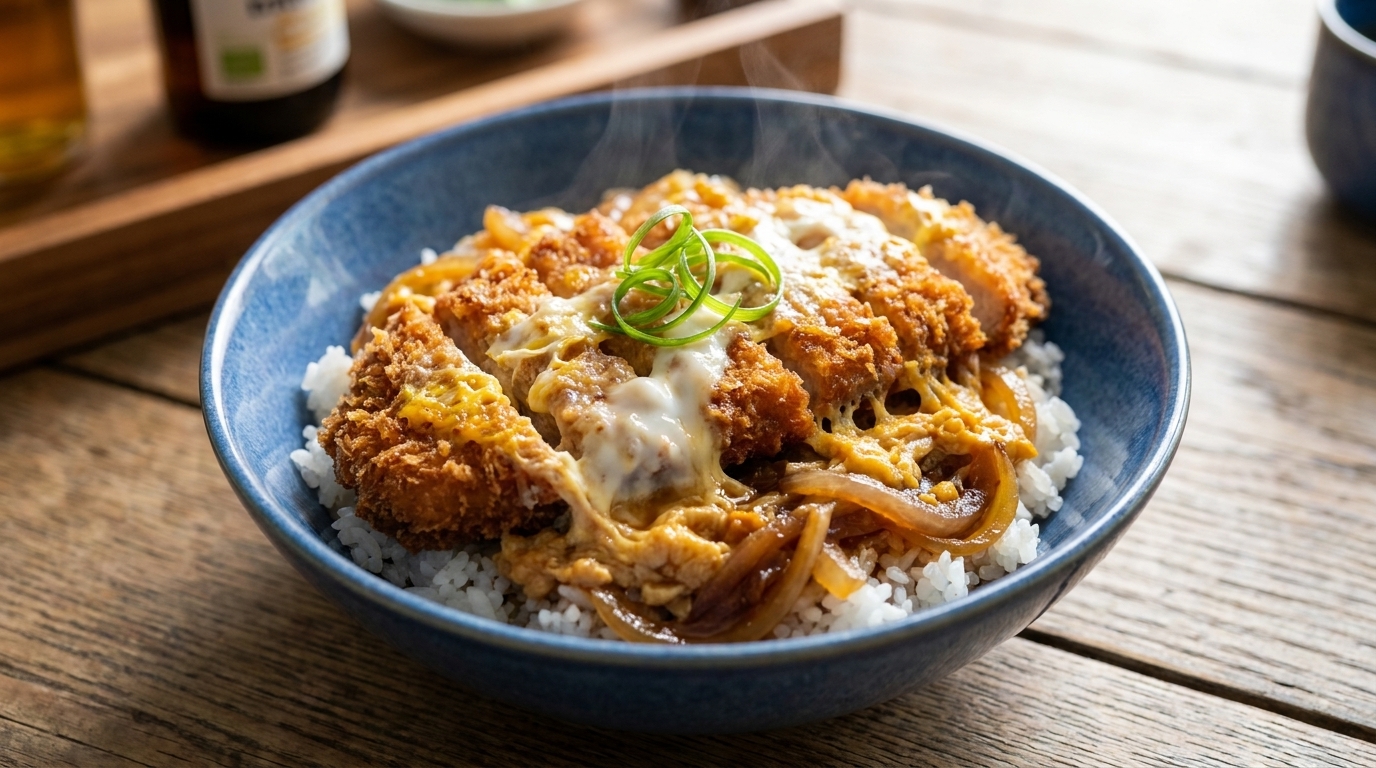 Katsudon Authentique (Bol de Riz au Porc Pané Japonais)