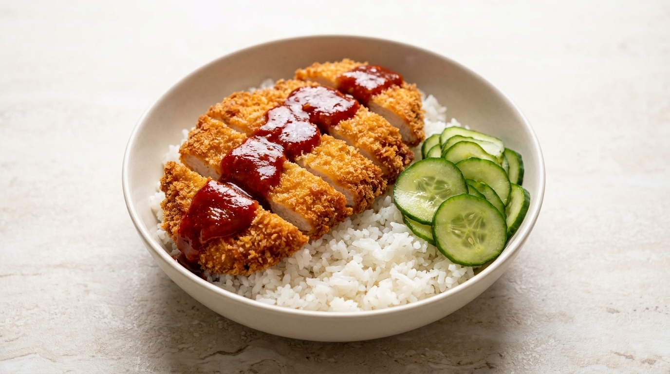 Bol de Chicken Katsu Croustillant et sa Sauce Rouge Épicée