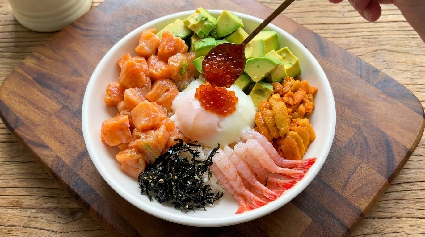 Kaisendon Deluxe : Bol de Sashimi au Saumon et Fruits de Mer