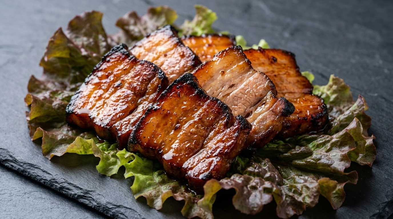 Poitrine de Porc Grillée à la Coréenne (Dwaeji-bulgogi) Marinée aux Fruits