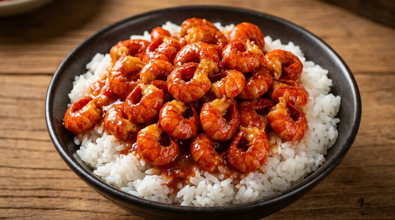 Bol de riz aux queues d'écrevisses sautées à la sichuanaise