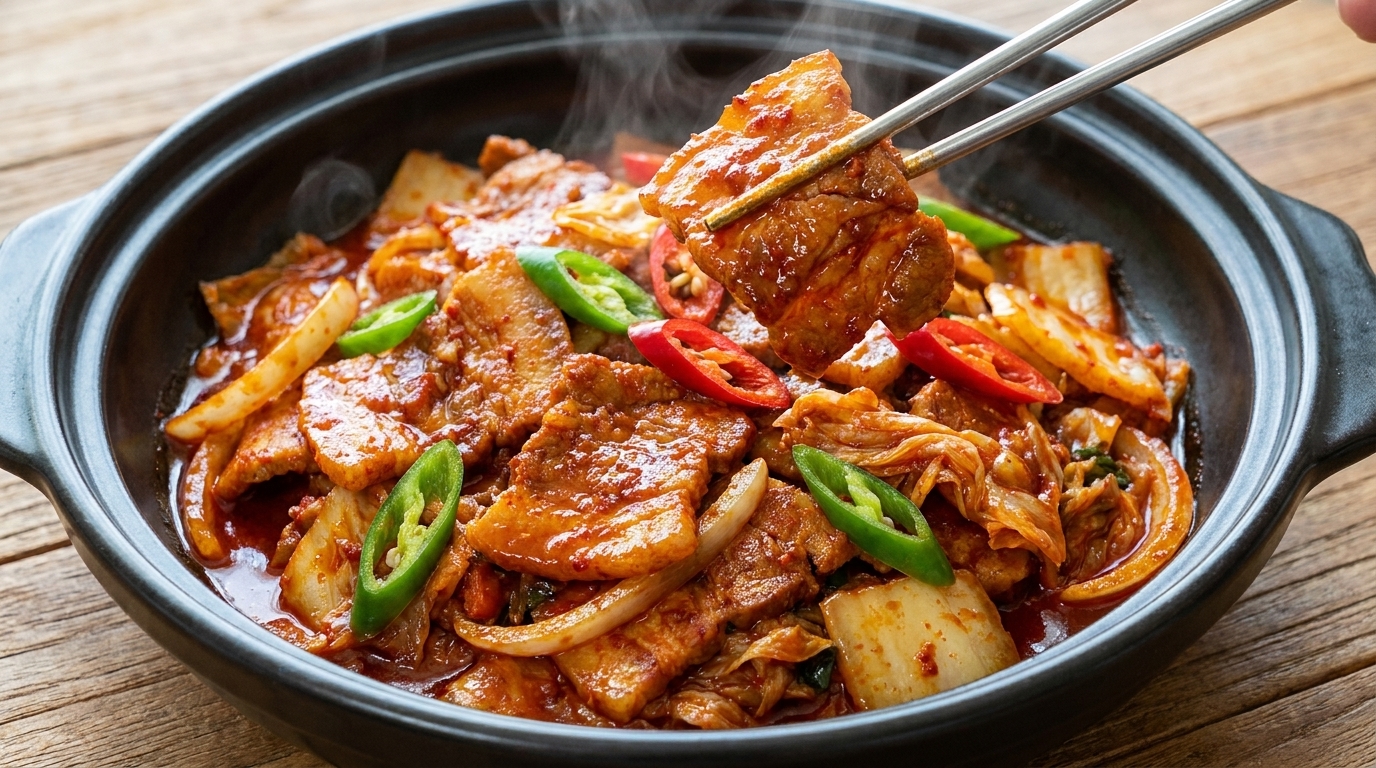 Poitrine de porc sautée épicée à la coréenne (Jeyuk Bokkeum)