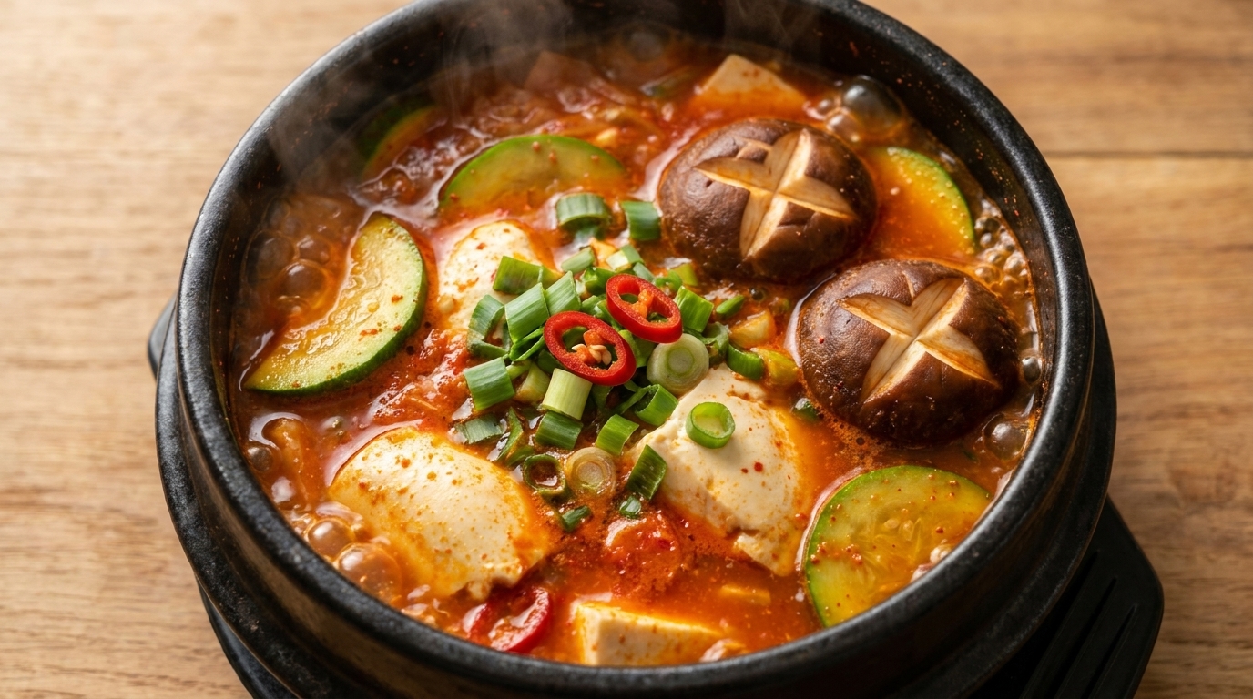 Ragoût Coréen Traditionnel au Tofu Soyeux et Kimchi (Sundubu-jjigae)