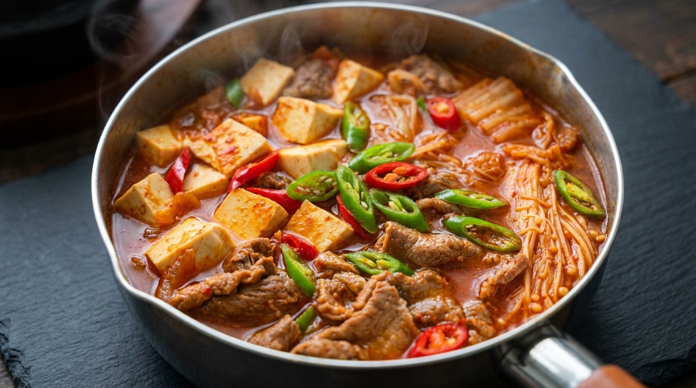 Soupe Coréenne au Kimchi, Bœuf et Tofu (Kimchi-jjigae)