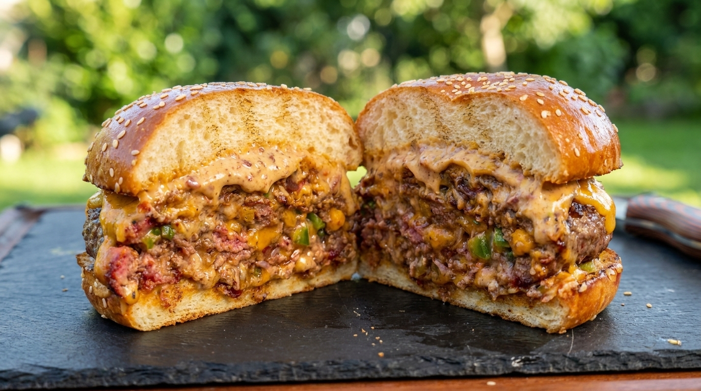Burger de bœuf fumé mexicain au bacon épicé