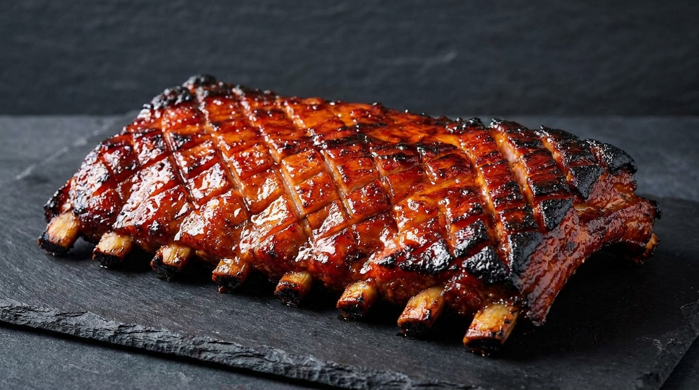 Authentiques Travers de Porc Rôtis et Laqués au Miel Cantonnais (Char Siu Ribs)