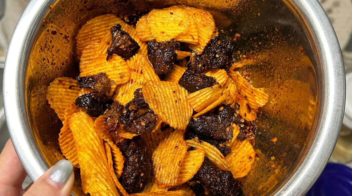 Chips Ondulées au Gras de Poitrine de Bœuf Croustillant à l'Air Fryer