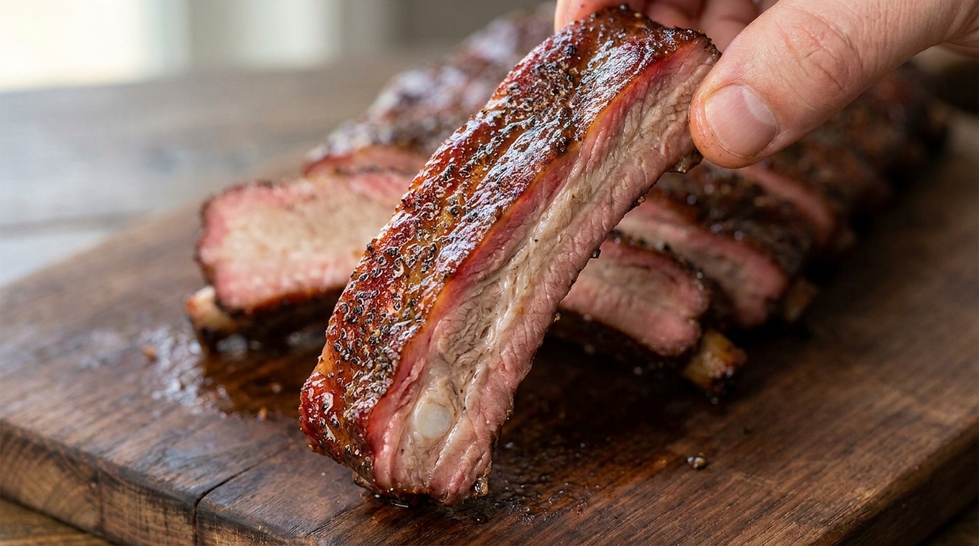 Travers de Porc Fumés Style St. Louis et leur Sauce Mop au Vinaigre de Cidre