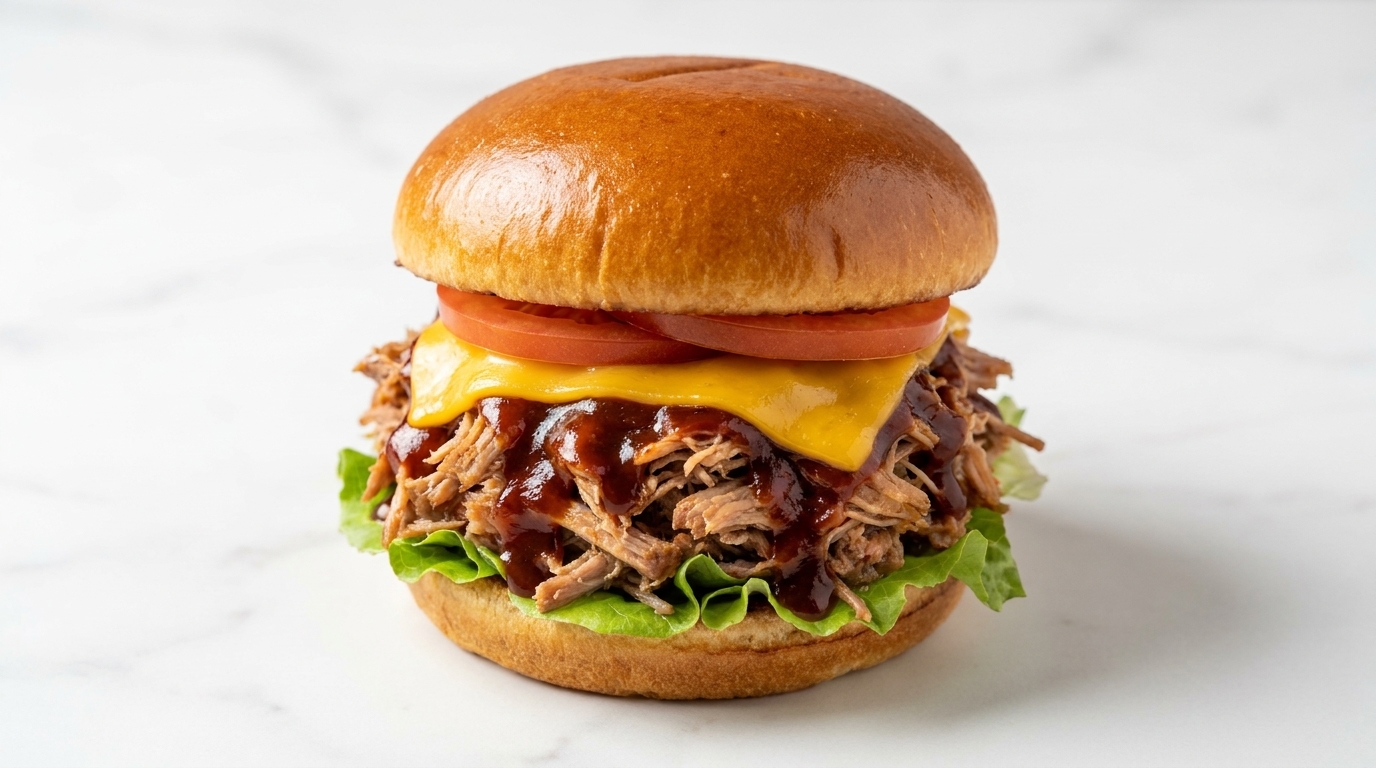 Burger Gourmet au Effiloché de Porc BBQ