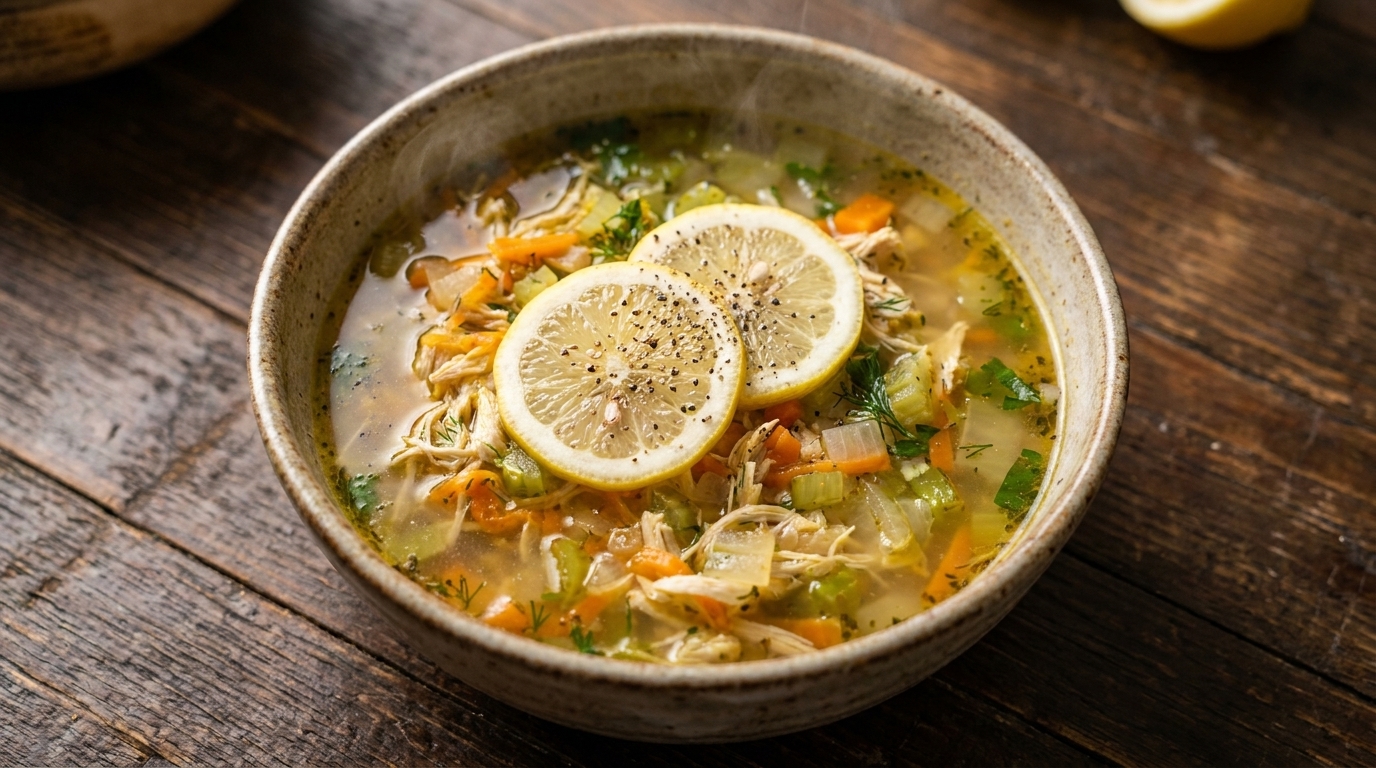 Soupe grecque au poulet et au citron
