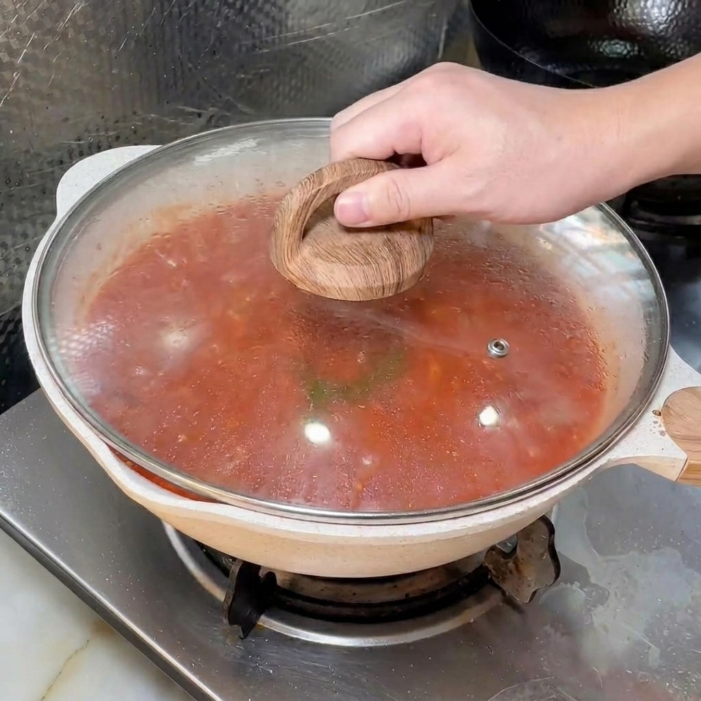 Céleri en dés ajouté dans une poêle contenant un mélange de viande dorée, doignons et de carottes.
