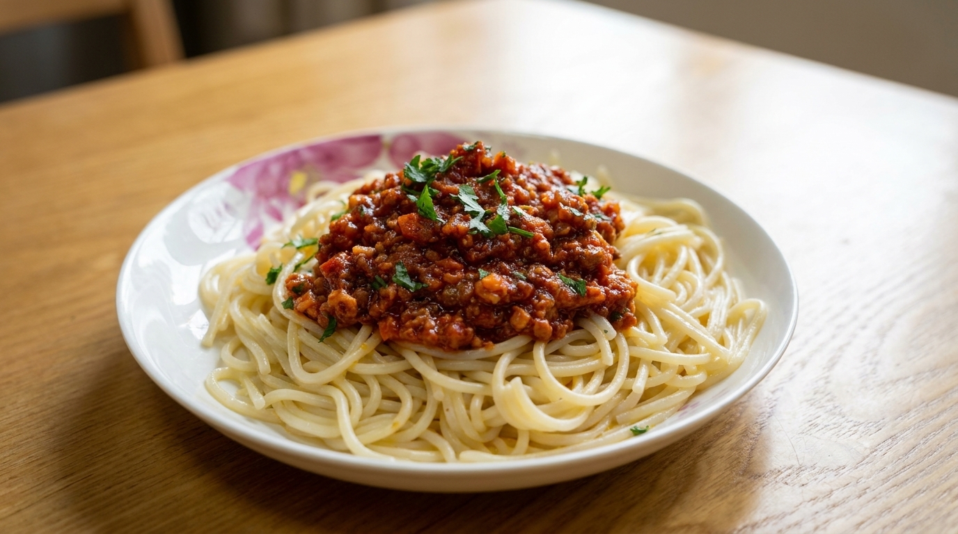 Pâtes Classiques à la Sauce Tomate et Viande