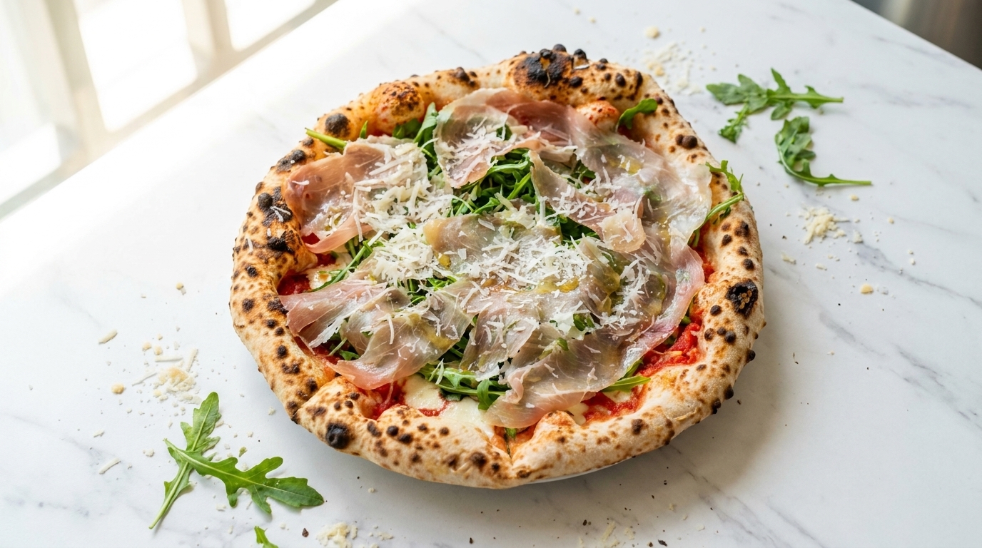 Pizza à la roquette et au prosciutto