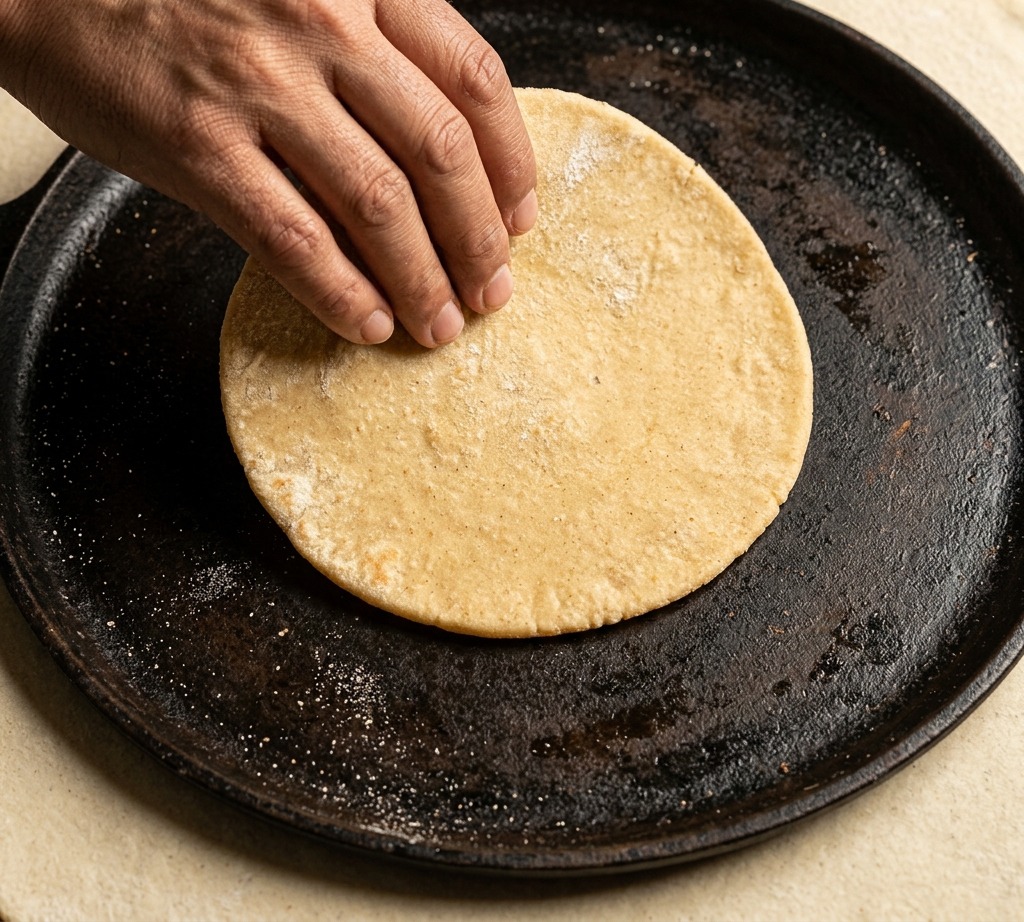 Vue large montrant des mains étirant expertement la base de pizza circulaire sur la table en inox.