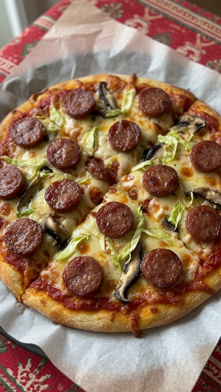 Pizza Maison à la Saucisse Italienne et aux Champignons